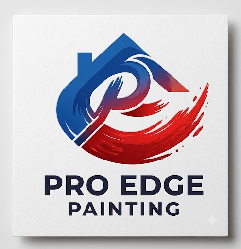 Pro Edge Painting logo: a blue house outline and a red paintbrush stroke forming a P, above the company name